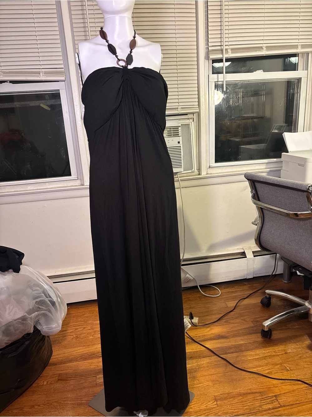 Chico's Black Strapless Maxi Dress with Knot Bodice. Size XL
